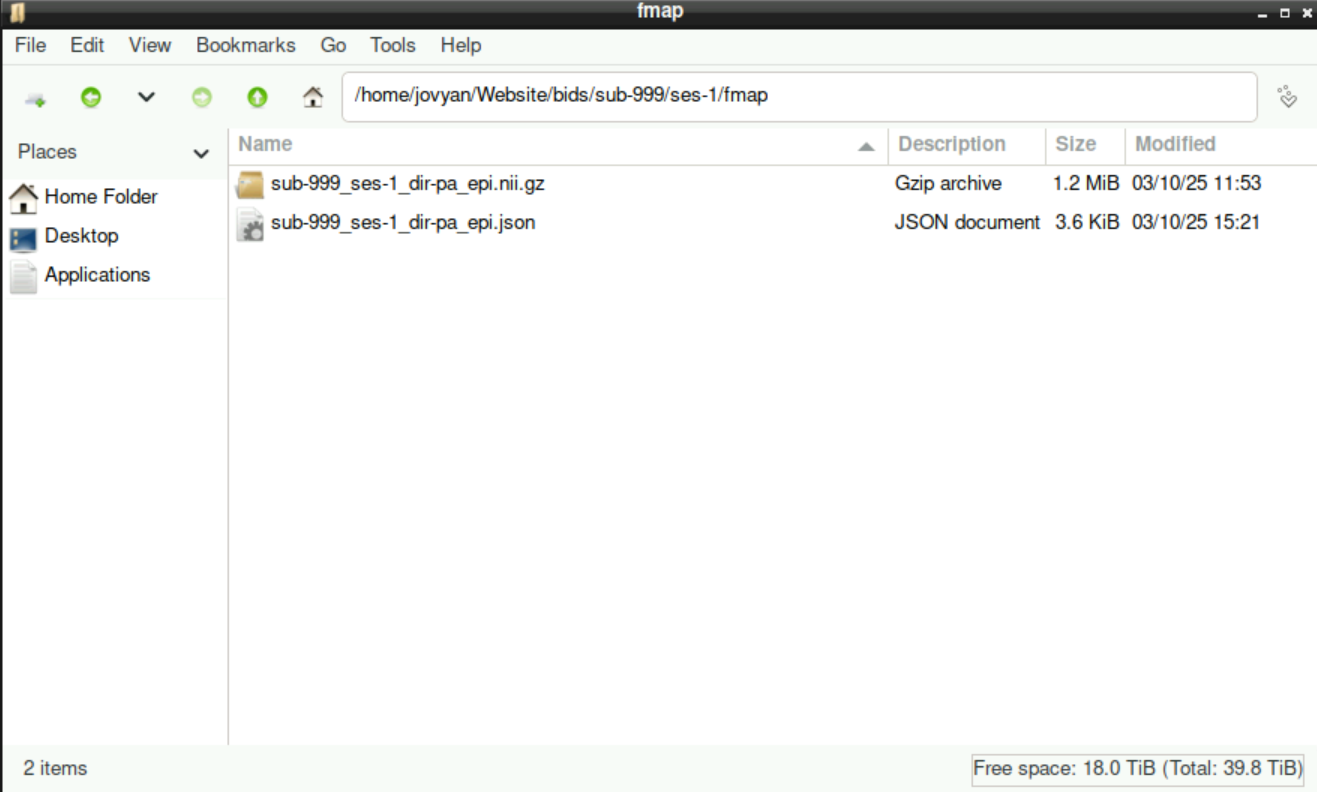 Content of the fmap directory