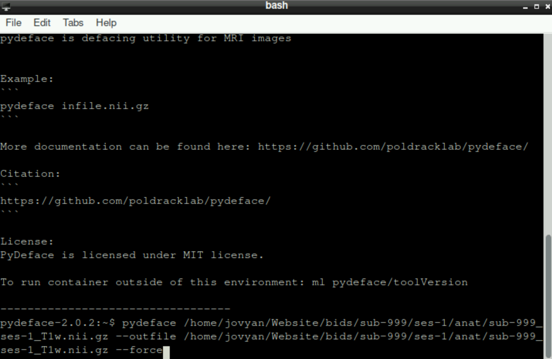 Pydeface Command