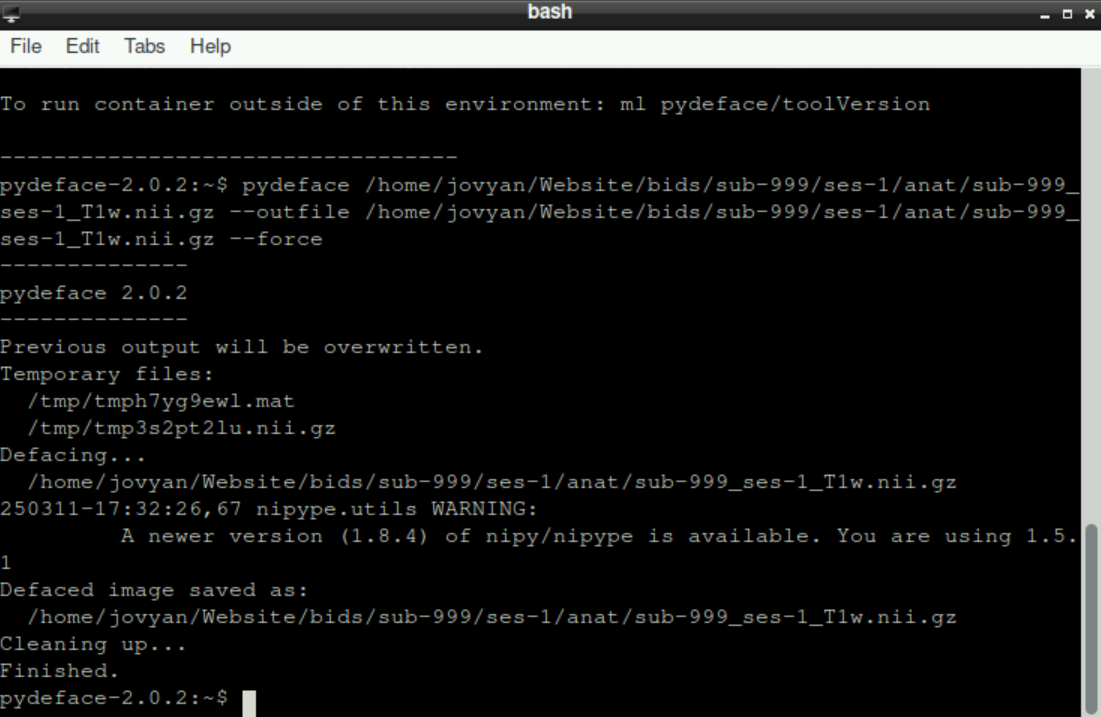 Pydeface Finished